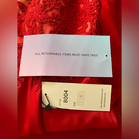 NWT Ed Young Red Lace Prom Dress Size Small - Picture 4 of 14